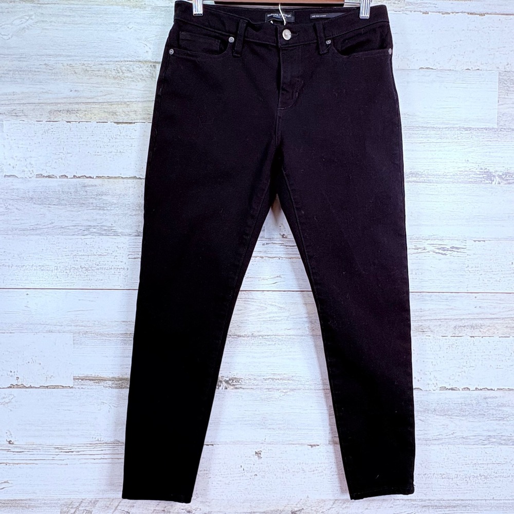 Banana Republic Mid Rise Skinny Jeans Black Premium Denim Womens Size 29